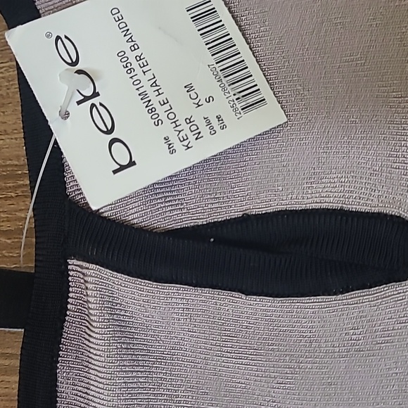 Bebe Black and Beige‎ Striped Dress - Picture 5 of 12